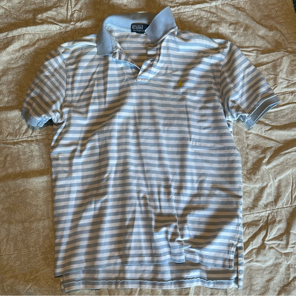 Polo by Ralph Lauren Light Blue and White Striped Shirt